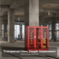Cold-Rolled Steel Micro Fire Station Cabinet Strong and Long-Lasting Fire Equipment Cabinet Rust Resistant Glass Door Safety Locker for Construction Site Managers, School Administrators, Factories, Office Buildings, Workshop, Shopping Malls