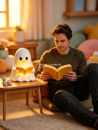 Cute Halloween Ghost Reading Night Light