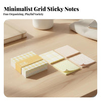 Cute Design Plaid Memo Paper Easy to Tear Grid Pattern Note Paper Multiple Colors for Students, Adults, Study, Desk Decoration, Scrapbooking