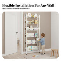 Space-Saving Narrow Unrestricted Standing Bookcase Slim Design Multi-Tier Unrestricted Standing Rack Minimalist Design Shelf Unit Versatile Use for Apartment Dwellers, Decor Enthusiasts, Small Areas, Behind Doors, Study Room, Bedroom