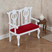 1:12 Scale Sofa European Style Dollhouse Living Room Sofa Ornate Backrest Miniature Wooden Chair Set