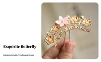 Traditional Chinese Attire Headpiece Sweet Design Rose Bead Fluttering Crown Fluttering Hair Crown Vintage Inspired Ancient