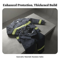 Thickened Design Firefighter Suit Set Retardant Firefighting Combat Suit High-Visibility Reflective Strips Fire Protection Clothing Heat-Insulating for Firefighters, Emergency Responders, Rescue Workers Relief, Industrial Safety