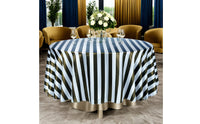 Thickened Black and White Striped Tablecloth Luxury Aesthetic Rectangular Striped Table Cover Printed Design Polyester Tablecloth Elegant for Hotel, Meeting Room, Party, Christmas