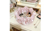 Decorative Bow Petal-Shaped Jewelry Box Open Top Ruffled Jewelry Box Tabletop Organizer Home Accessory
