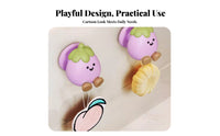 Drill-Tool-Less Installation Cartoon Eggplant Toothbrush Holder No Drilling Cute Eggplant Wall Mount Strong Hold Toothbrush Rack Space Saving