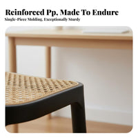 Minimalist Design Woven Backrest Chair Easy to Clean Seating Furniture Anti-Slip Foot Pads Floor Protection for Interior Designers, Restaurant Owners, Dormitory, Study Room, Home Office, Kitchen