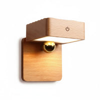Wooden Cube Lamp Wireless Charging Attractive Wall Lamp for Nightstand, Perusing