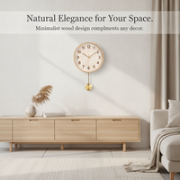 Solid Wood Wall Clock with Silent Movement for Living Room and Bedroom