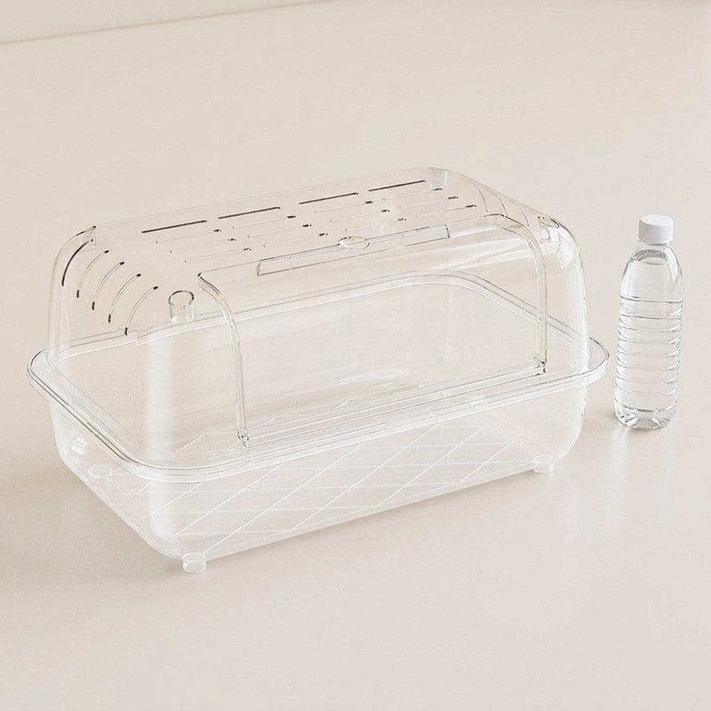 Transparent Hamster Cage with Wood Accents, Single Level Acrylic Indoor Enclosure, 8cm Deep Base for Syrian and Golden Hamsters, Contemporary Style