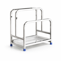 Pan Stand and Pot Lid Organizer for Home Cook, 304 Stainless Steel Cutting Board Holder with Thick Tray Rack