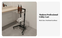 Foldable Salon Trolley Acrylic Trays Portable Cosmetic Trolley Hairdressing Tool Cart Space-Saving 2-Tier Rolling Cart