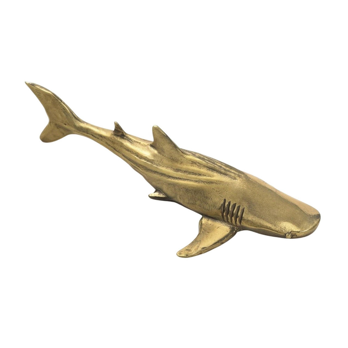 Antique-Style Brass Shark Sculpted Shark Figurine Streamlined Ornament Solid for Collectors