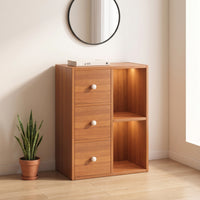 Storage Cabinet with Drawers Compact Wooden Cabinet with Shelves Space-Saving Furniture for Bedroom, Living Room, Small Apartment