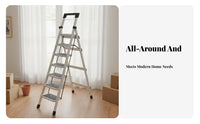 Foldable Folding Step Stool Space Saving Portable V-Shaped Ladder Non-Slip Feet V-Shaped Step Ladder Sturdy Construction for Homeowners, DIY Enthusiasts, Indoor, Kitchen, Garage, Office