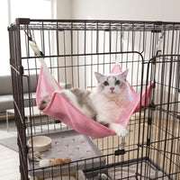 Hanging Cat Bed and Breathable Cat Hammock, Reversible Double Sided Swing for Indoor Cats, Pet Cage Accessory with Secure Mounting Cage Hooks