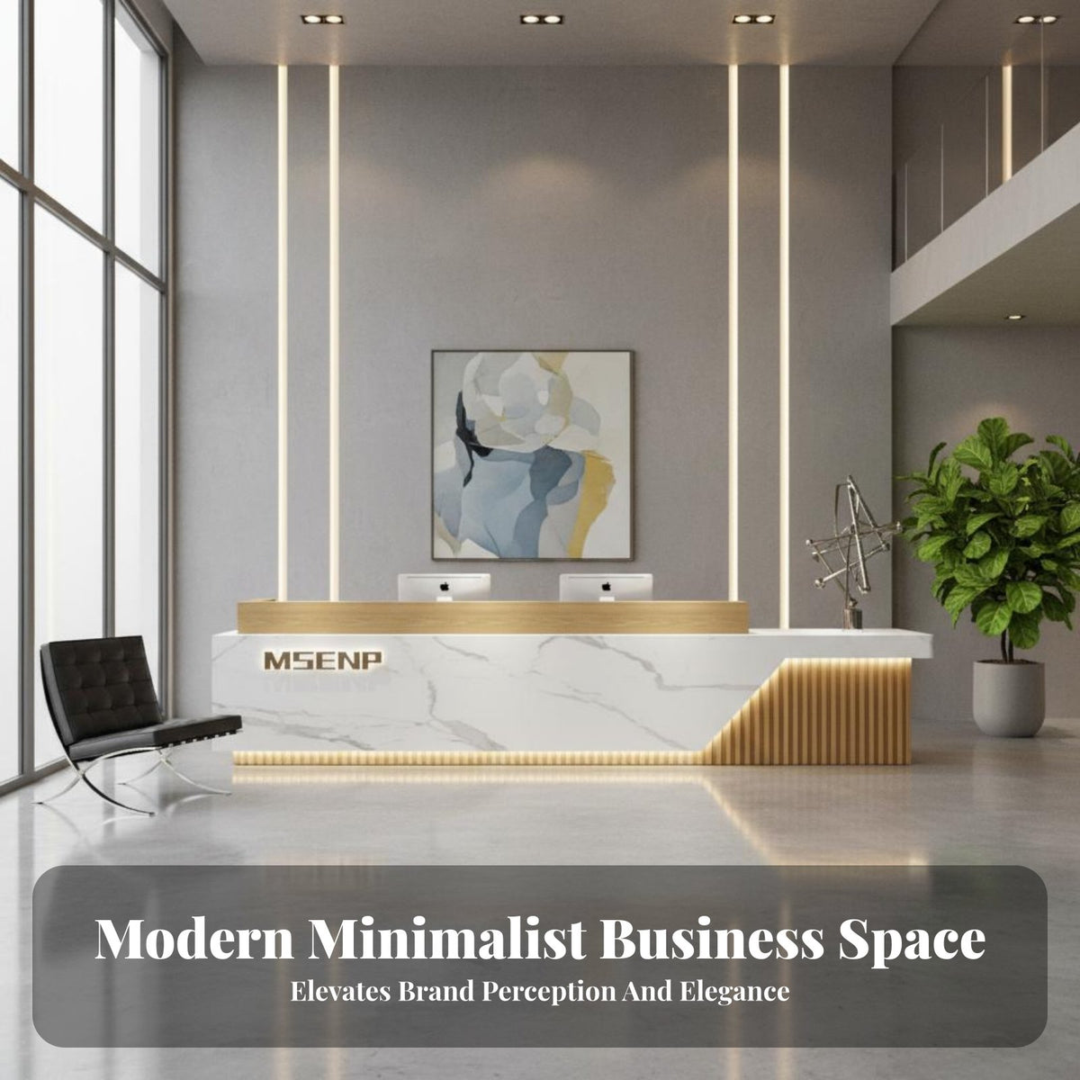 Modern Reception Desk Ample Storage Reception Desk Multi-Functional Checkout Counter for Business Owners, Office Managers, Lobby, Medical Office
