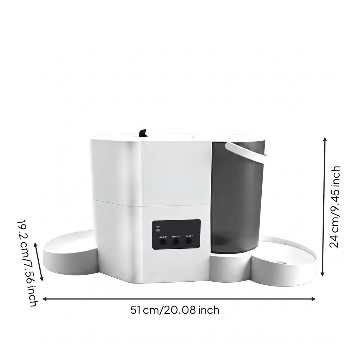 Large Capacity Pet Feeder Set Transparent Hopper Automatic Pet Feeder Anti-Skid Base for Home