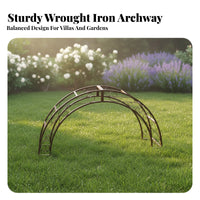 Weather-Resistant Wrought Iron Garden Arch Rust-Proof Metal Garden Arch Decorative Scrollwork Climbing Plant Archway Easy Assembly for Villa Owners, Landscapers, Event Planners, Patio, Backyard, Yard