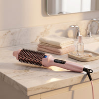 Hair Straightener Brush Salon-Like Heated Styling Brush with LCD Display Electric Styling Comb with Bristles Anti-Scald Compact