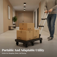 Foldable Convertible Folding Dolly Lightweight Collapsible Luggage Dolly Space Saving Platform Trolley Telescopic Handle for Travelers, Homeowners, Warehouse Workers, Traveling, Workshop, Garage, Shopping