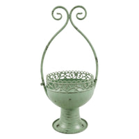 Metal Planter with Handle Vintage Pedestal Rustic Metal Planter Pot for Gardeners, Patio, Balcony, Porch
