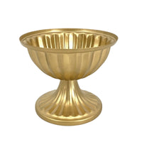 Vintage-Style Metal Vase with Ribbed Exterior Classic Metal Pedestal Vase Compact Urn Stable for Centerpiece