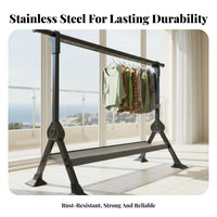 Reinforced Cross Structure Clothes Laundry Rack Windproof Stainless Steel Clothes Horse Space-Saving Foldable Laundry Rack for Homemakers, Homeowners