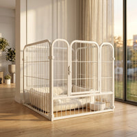 4 Pieces Indoor Dog Fence Automatic Latch Dog Fence with Door Exercise Pen Interlock Play Yard Detachable for Young Dogs