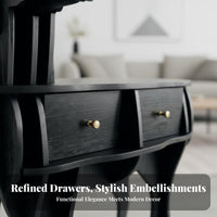 Modern and design curved framed End Table Multi-Functional Household Furniture Space-Saving Stable Design for Homeowners, Apartment Dwellers, Home Workers, Living Room, Small areas, Bedroom, Study