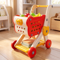 Role-Playing Toy Shopping Cart Toddler-Sized Play Shopping Cart Imaginative Trolley Smooth Rolling for Toddlers, Kids, Playroom
