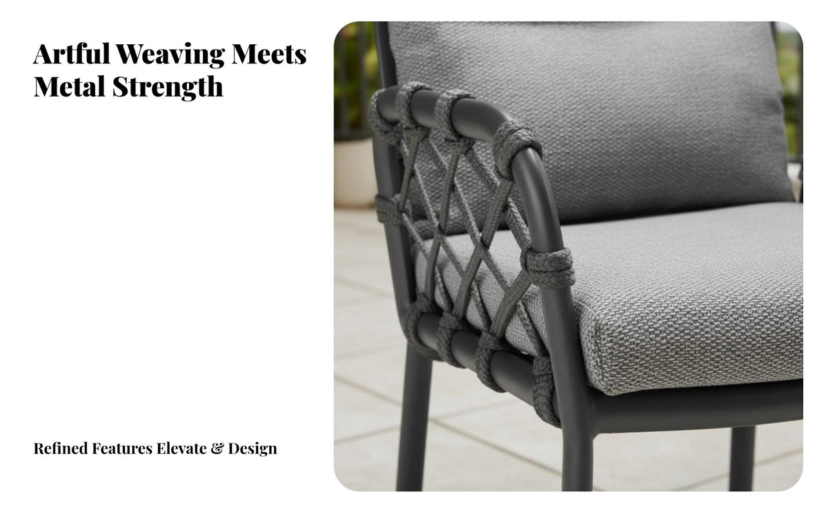 4 Pieces Modern Design 4-Piece Lounge Set Minimalist and aesthetic 4-Piece Woven Sofa Set Weather-withstandant Patio Seating Plush seat pads for Garden lovers, Homeowners, Families, Balcony, Backyard, Porch, by the pool