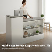 Wide Countertop Salon Reception Counter Sturdy Construction Modern Checkout Counter Wear-Resistant Modern Shop Front Desk Multi-Purpose for Receptionists, Business Owners, Office Managers, Lobby