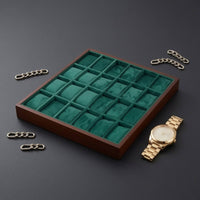 Tabletop 24-Slot Watch Tray Soft Watch Organizer Tray with Velvet Lining Safeguarding Sturdy for Dresser