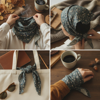 Linen Cotton Blend Solid & Printed Triangle Scarf Shawl for Neck Protection
