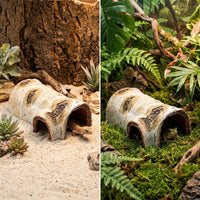 Birch Hideaway Resin Hollow Hideout House, Crested Gecko Tank Accessories and Amphibian Habitat, Water-Resistant Log for Turtle and Insect