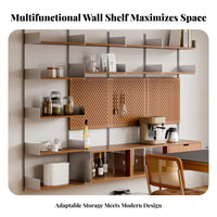 Retro aesthetic Adjustable Bracket Shelving System Space-Saving Adjustable Shelving System configurable Design storage unit Multi-Functional for Book Lovers, Students, Homeowners, Home Office, Study Room, Bedroom, Kitchen