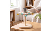 Desktop Bird Stand Wooden Bird Stand with Drink Holder Stainless Steel Playground for Small Birds, Parrots, Desk, Table