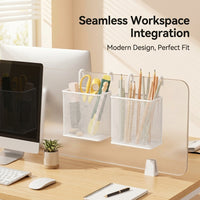 Hanging Desk Organizer Metal Pen Holder for Cubicle Partition, Suspended Storage Basket for Office Workers, Square Shape Hook Mount