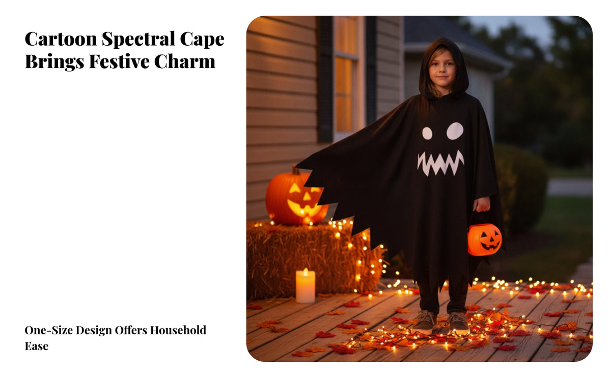 Spooky Hooded Cape | Lightweight 140g material, Cape with Hood, for Trick or Treating