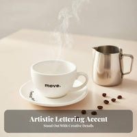 Latte Art Cup Minimalist Design Coffee Cup and Saucer Set Instagrammable Printed Ceramic Mug for Home Coffee Expert S, Young Adults, Cafe, Restaurant