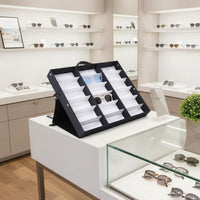 18 Slot Sunglasses Display Case Large Capacity 18 Slot Sunglasses Organizer Dust-Resistant Cover Eyeglasses Display Case for Retailers, Collectors