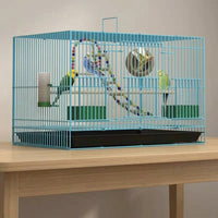 Pet Bird Cage with Accessories, Rectangular Metal Large Bird Cage for Home, Includes Bird Nest, Swing, Ladder, 2 Perches, and Easy-removable Tray