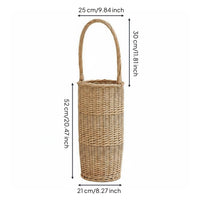 Woven Wicker Umbrella Stand Handwoven Home Storage Stable