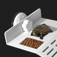 See-through Turtle Basking Deck with Suction Cup, Textured Climbing Ramp for Aquatic Species, Stable Turtle Basking Dock for Glass