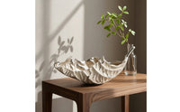 Hammered Leaf Tray Textured Elongated Vessel Tray Sculptural Centerpiece Bowl Versatile for Living Room