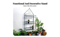 Foldable House-Shaped Etagere Multi-Tier Plant Stand Floor-Standing Display Shelf Easy Assembly for Gardeners, Home Decorators, Homeowners, Balcony, Indoor, Garden, Living Room