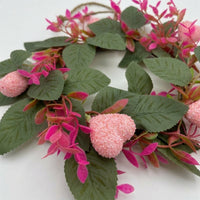 Eucalyptus Spring Door Wreath, 25cm Rattan Front Door Wreath, Artificial Faux Floral for Home Exterior, Pale Red Mixed Berries