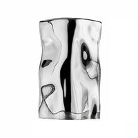 Stainless Steel Vase Silver Wavy Cylindrical Vase Sculptural Stainless Steel Vases for Decorators