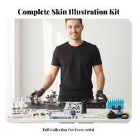 Twin Machine Dermal Design Set Easy to Use Beginner Dermal Design Practice Kit Power Supply Protection Body Art Supplies for Beginners, Hobbyists